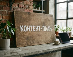 Табличка с надписью контент-план в стиле лофт